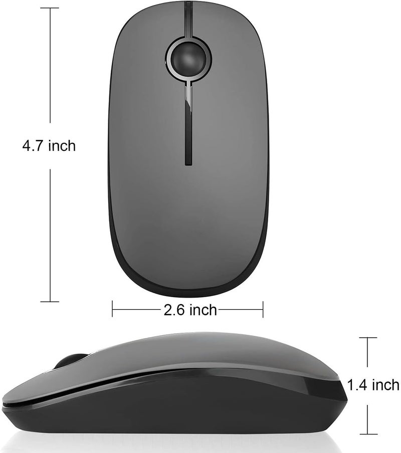 Unipows Wireless Mouse - 2.4G Slim Portable Computer Mouse with Nano Receiver, Less Noise Mobile Optical Mice for Notebook, PC, Laptop, Computer, Mac (Black and Grey) - Image 5